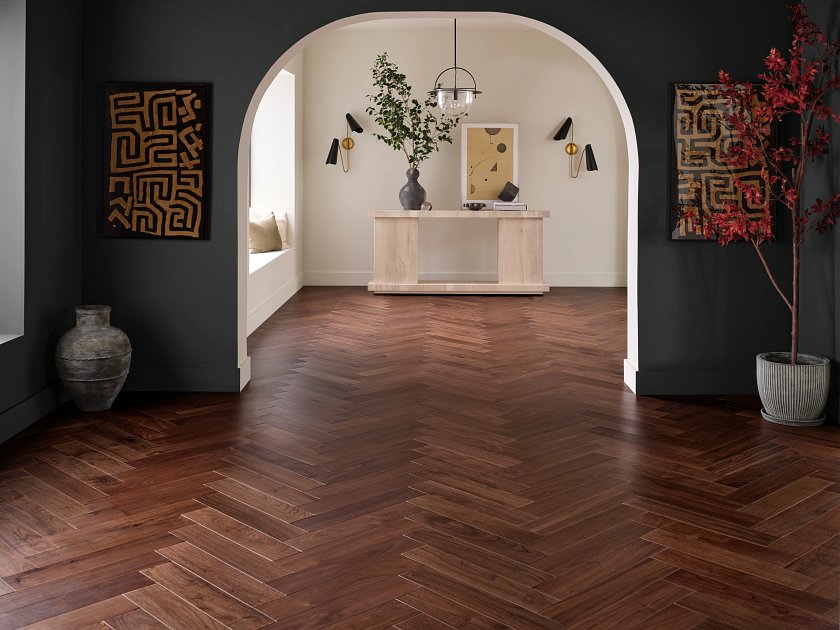 Vẻ đẹp nghệ thuật của sàn gỗ óc chó walnut xương cá