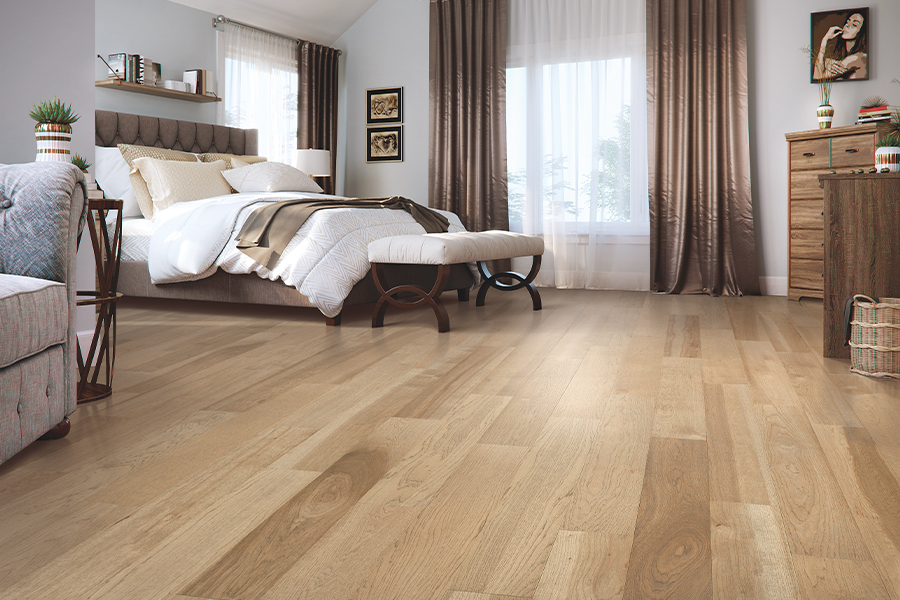 sàn gỗ tự nhiên bền màu theo thời gian trong phòng ngủ