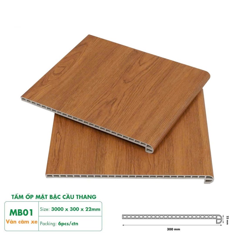 Thi công ốp bậc cầu thang nhựa giả gỗ vân căm xe chuyên nghiệp, thẩm mỹ cao