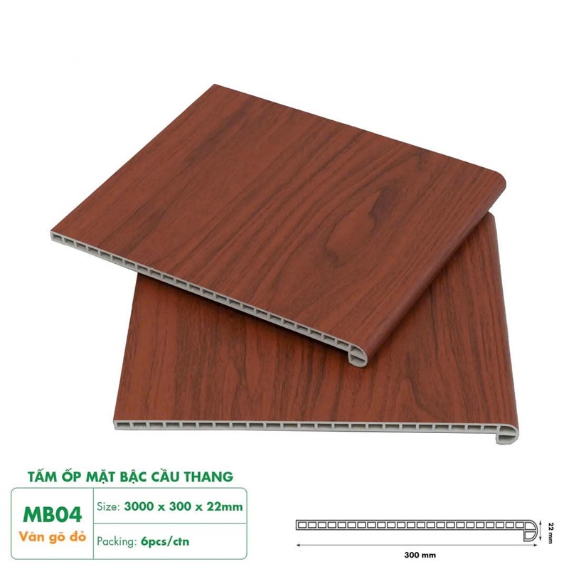 Thi công cầu thang nhựa giả gỗ vân đỏ chuyên nghiệp, bền chắc và thẩm mỹ cao