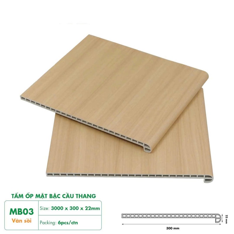 Bậc cầu thang nhựa vân gỗ sồi phong cách hiện đại, giúp không gian rộng và thoáng hơn