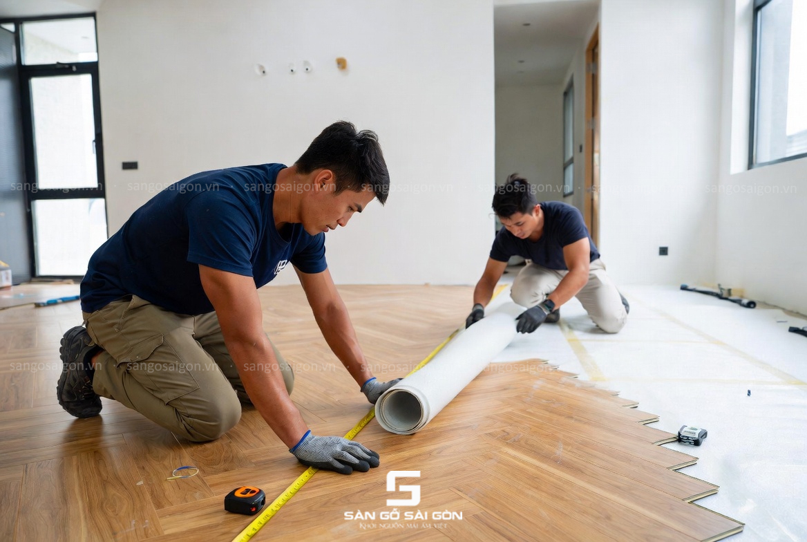 Đội ngũ thợ thi công sàn gỗ tự nhiên chuẩn kỹ thuật