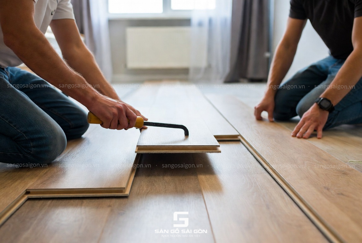 Sàn gỗ tự nhiên tháo lắp dễ dàng khi chuyển nhà thuê