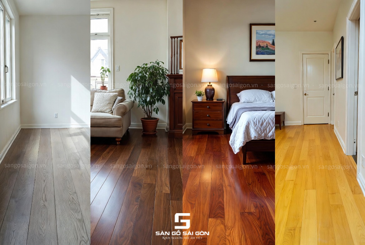 Các tông màu sàn gỗ tự nhiên ưa chuộng khi lát nhà chung cư