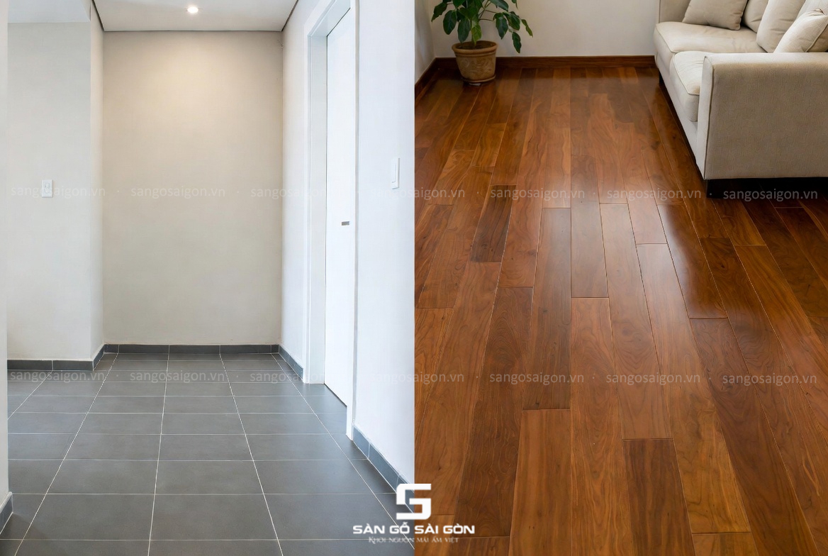 So sánh sàn gỗ tự nhiên và gạch men cho nhà chung cư